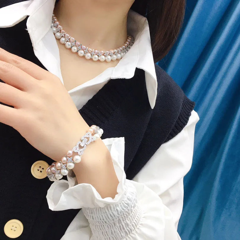 Natural Freshwater Pearl Necklace Set for Women 7-9mm - LaTezza Online Shop