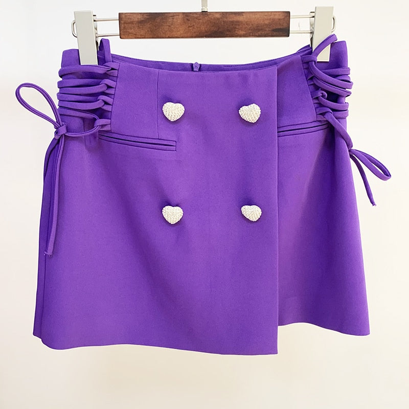 Women's Diamond Heart Button Bow Loose Suit Coat Sweet Suit Skirt - LaTezza Online Shop