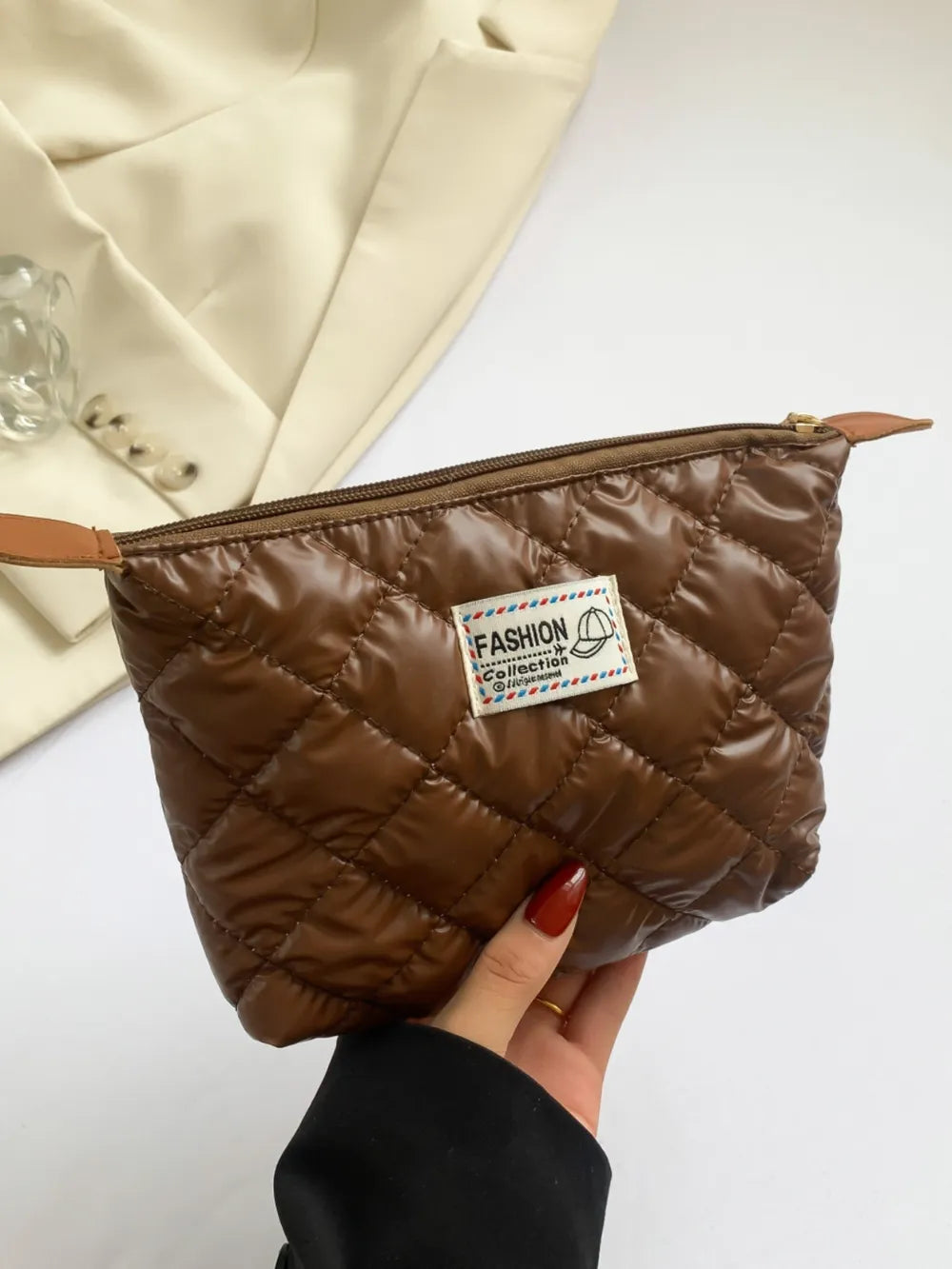 Solid Quilted Clutch with Zipper - LaTezza Online Shop