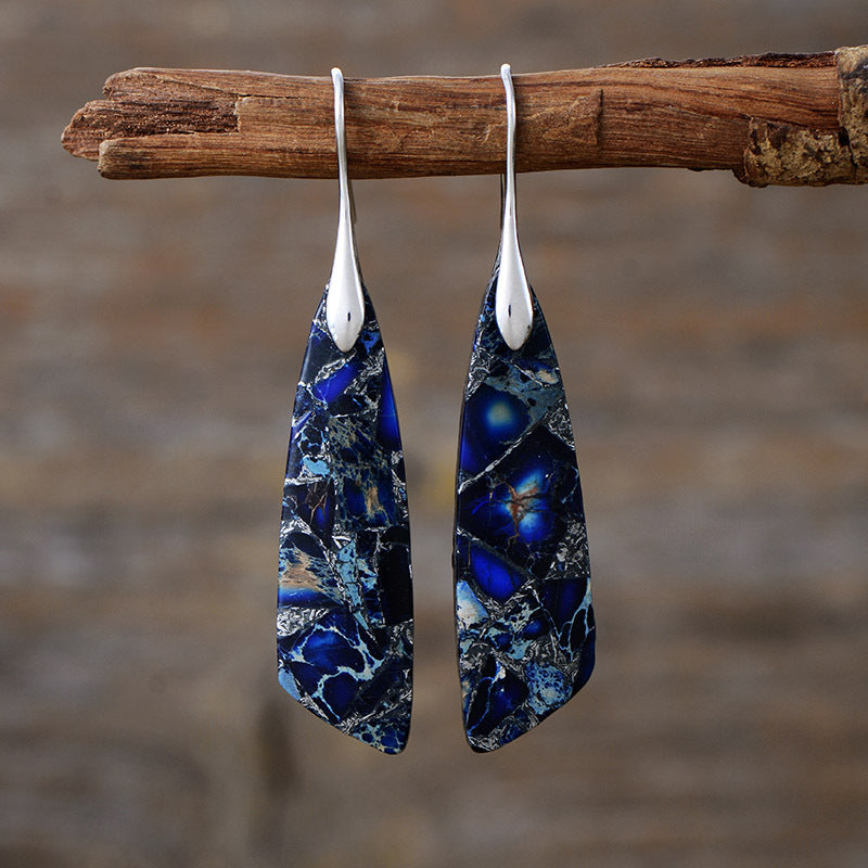 Bohemian Emperor Stone Geometric Pendant Earrings, European and American Popular Natural Stone Jewelry - LaTezza Online Shop