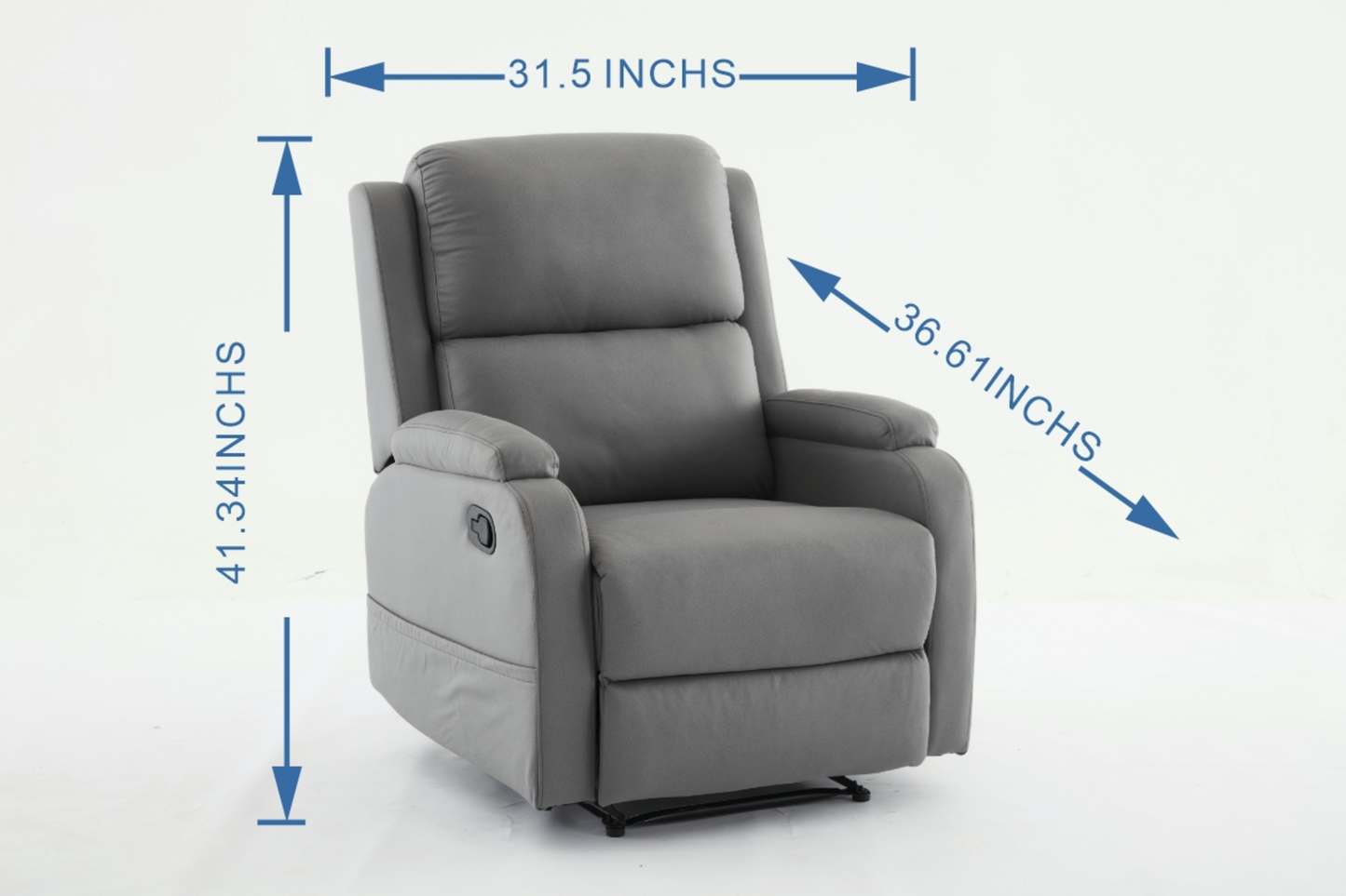 PU leather recliner massage chair with adjustable leg positions at the back, easy to reach side buttons - gray - LaTezza Online Shop