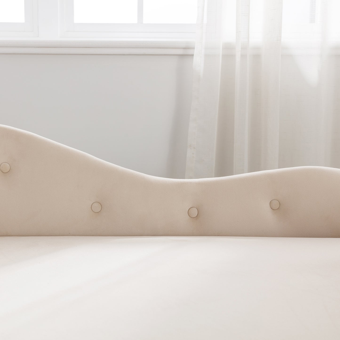 Beige Chaise Lounge Indoor Velvet Lounge Chair for Bedroom with Storage & Pillow Modern Upholstered Rolled Arm Chase Lounge - LaTezza Online Shop