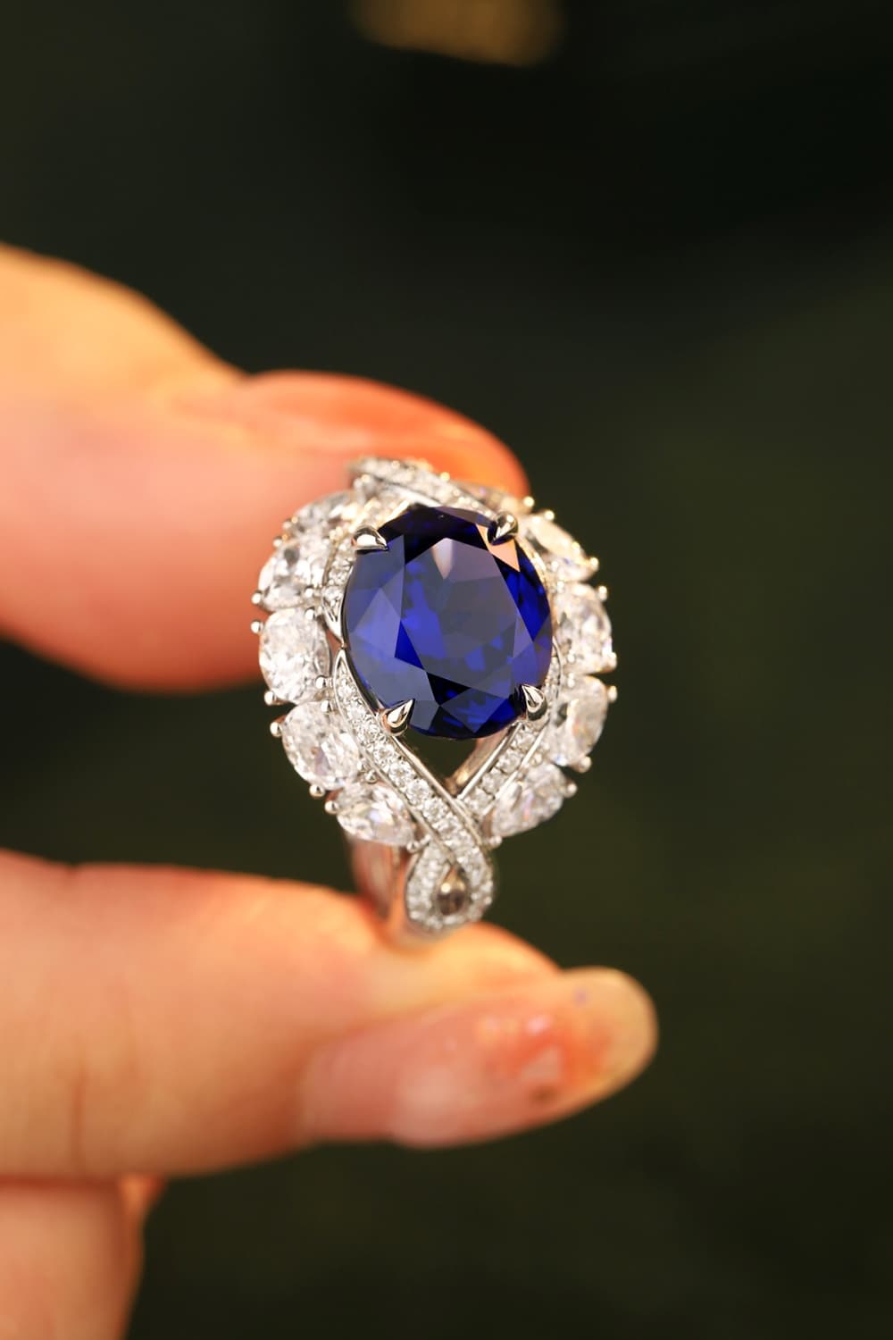 5 Carat Lab-Grown Sapphire Platinum-Plated Ring - LaTezza Online Shop