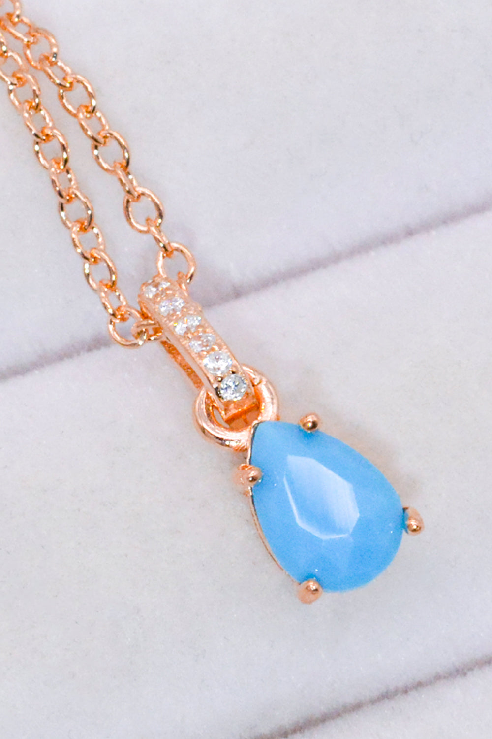Teardrop Turquoise 4-Prong Pendant Necklace - LaTezza Online Shop
