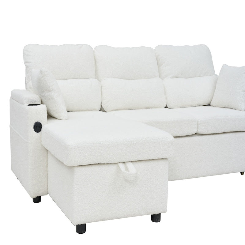 Convertible Sleeper Sofa 2 In 1 L Shaped Pull Out Sectional With Storage Space - LaTezza Online Shop