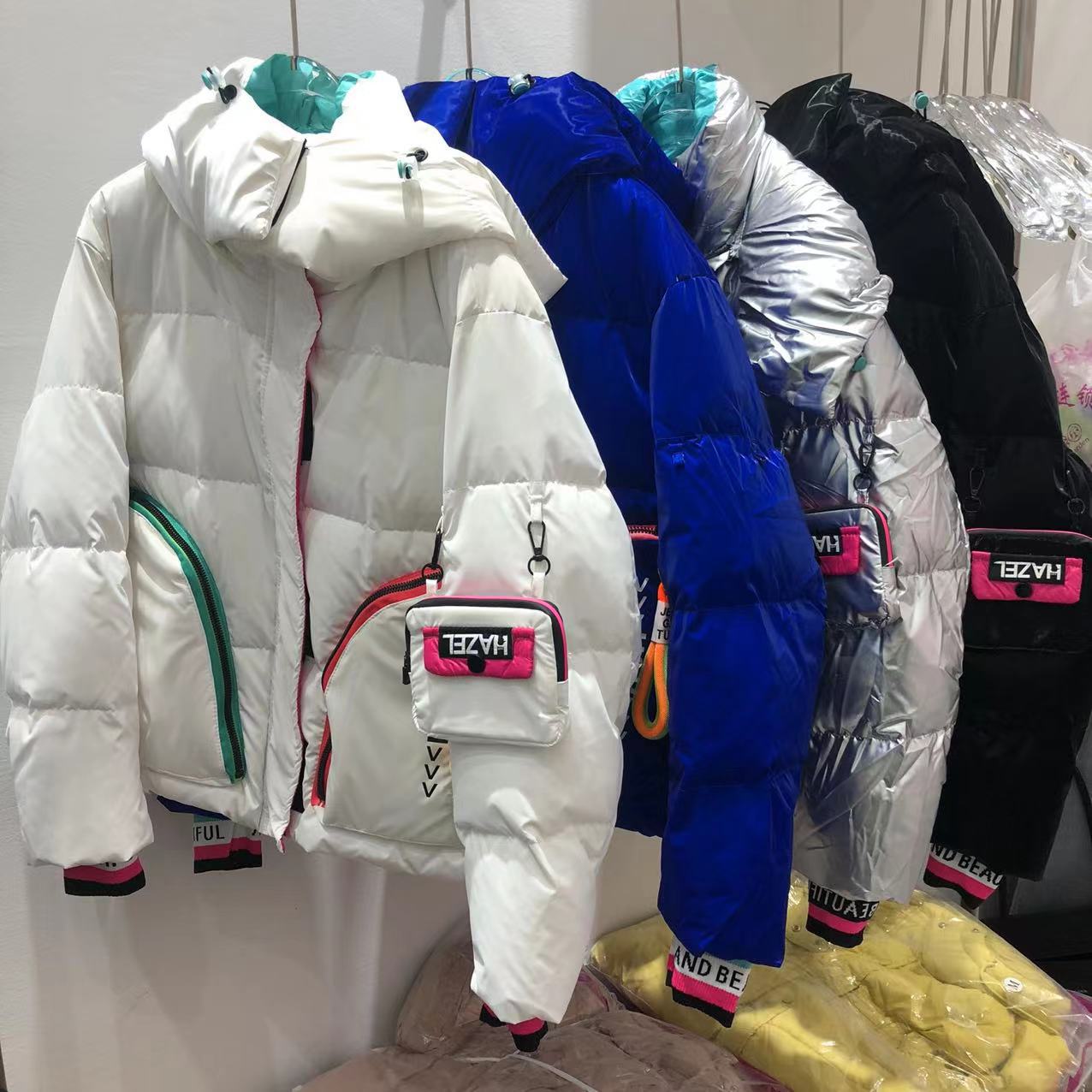 Down Jacket Women's Short Production Long Winter Coat Shiny Loose Contrast Color Hooded Down Jacket - LaTezza Online Shop