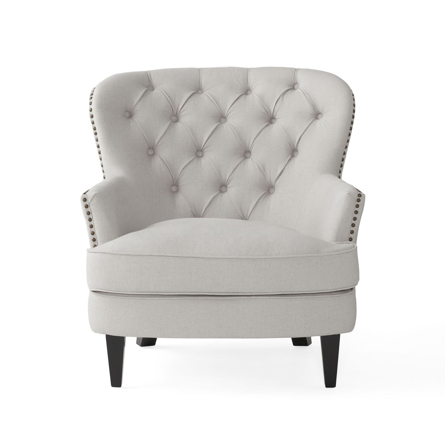 Arm Chair with Ottoman Modern light grey tufted fabric club chair and Ottoman set, stylish cushioned armchair - LaTezza Online Shop