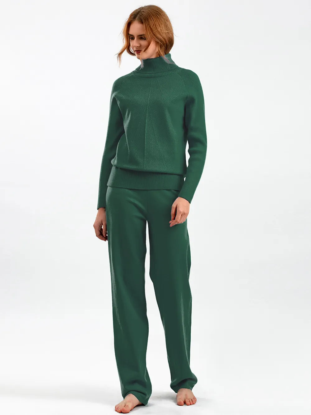 Turtleneck Raglan Sleeve Top and Pants Sweater Set - LaTezza Online Shop