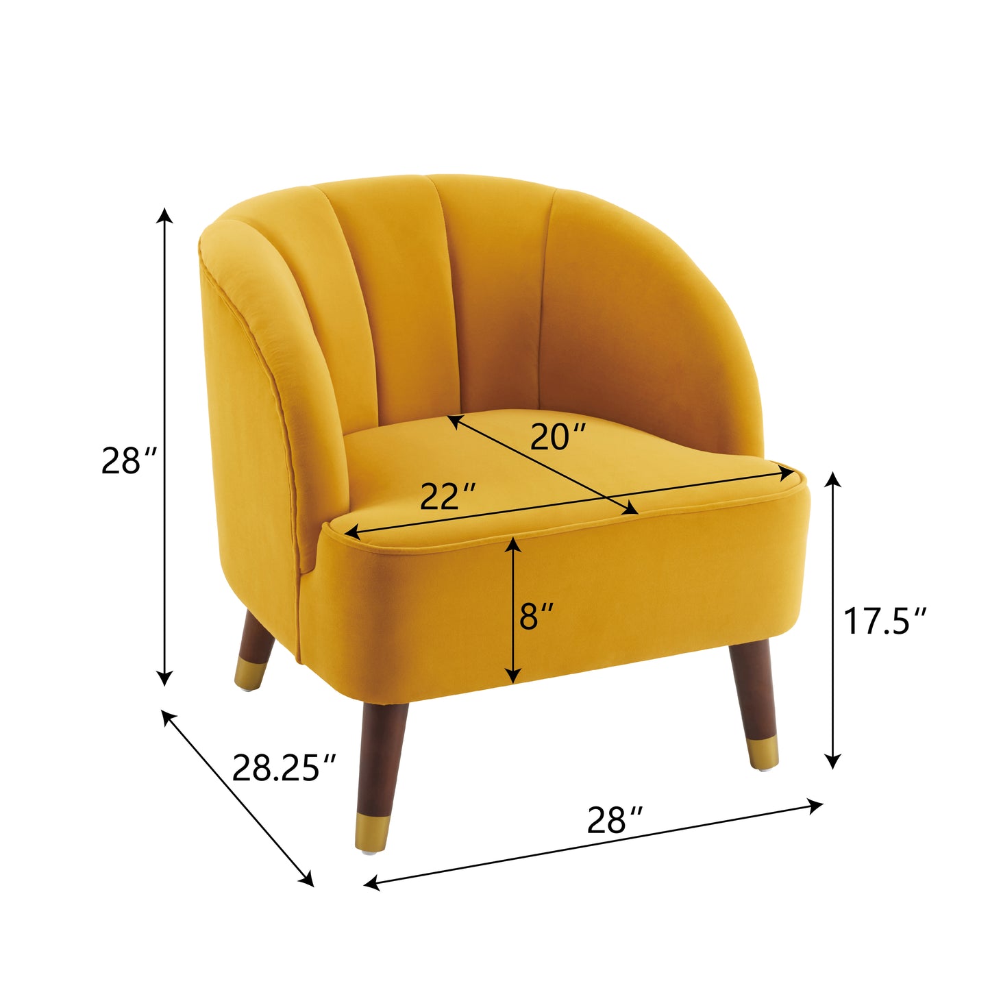 Orange Upholstered Barrel Accent Chair With Wooden Legs - LaTezza Online Shop
