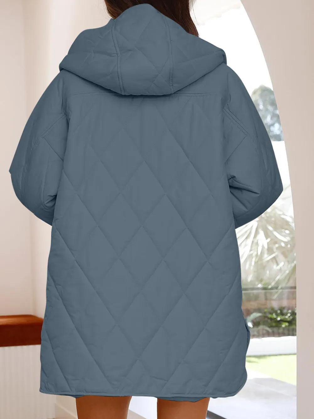 Slit Snap Down Long Sleeve Hooded Jacket - LaTezza Online Shop