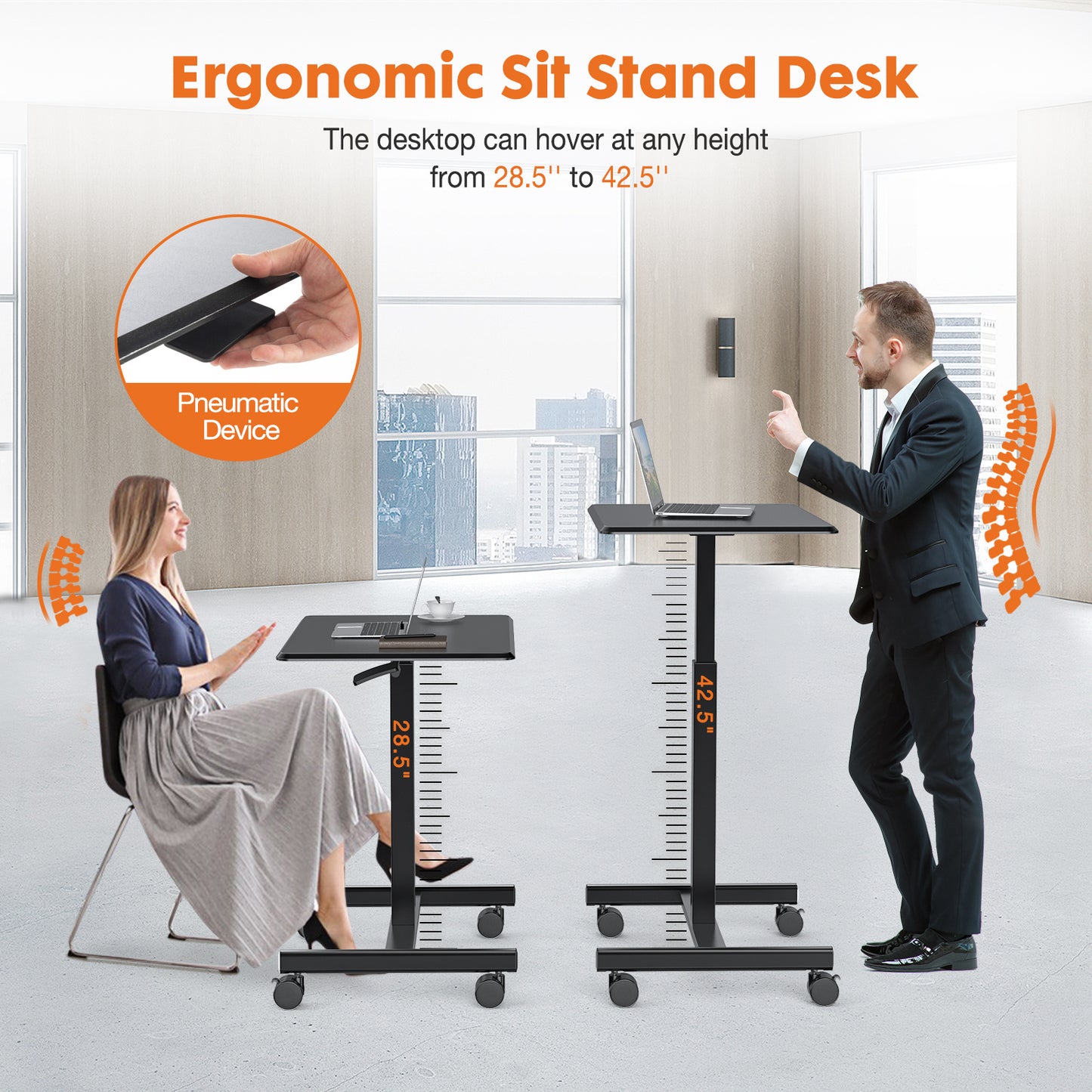 Adjustable Rolling Desk Laptop Computer Cart For Home Office Classroom Overbed Table - LaTezza Online Shop