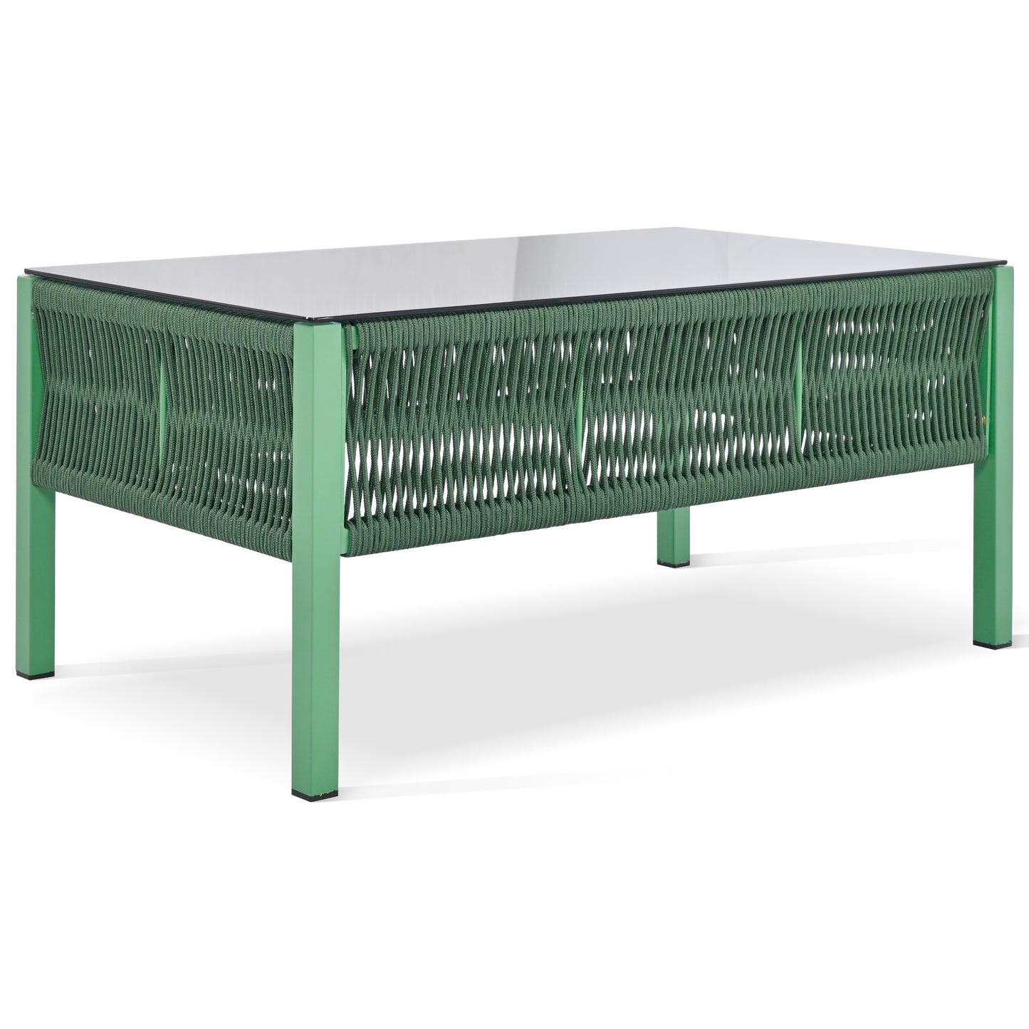Outdoor Furniture with Tempered Glass Table, Set Deep Seating with Thick Cushion (Fluorescent Yellow & Green) - LaTezza Online Shop