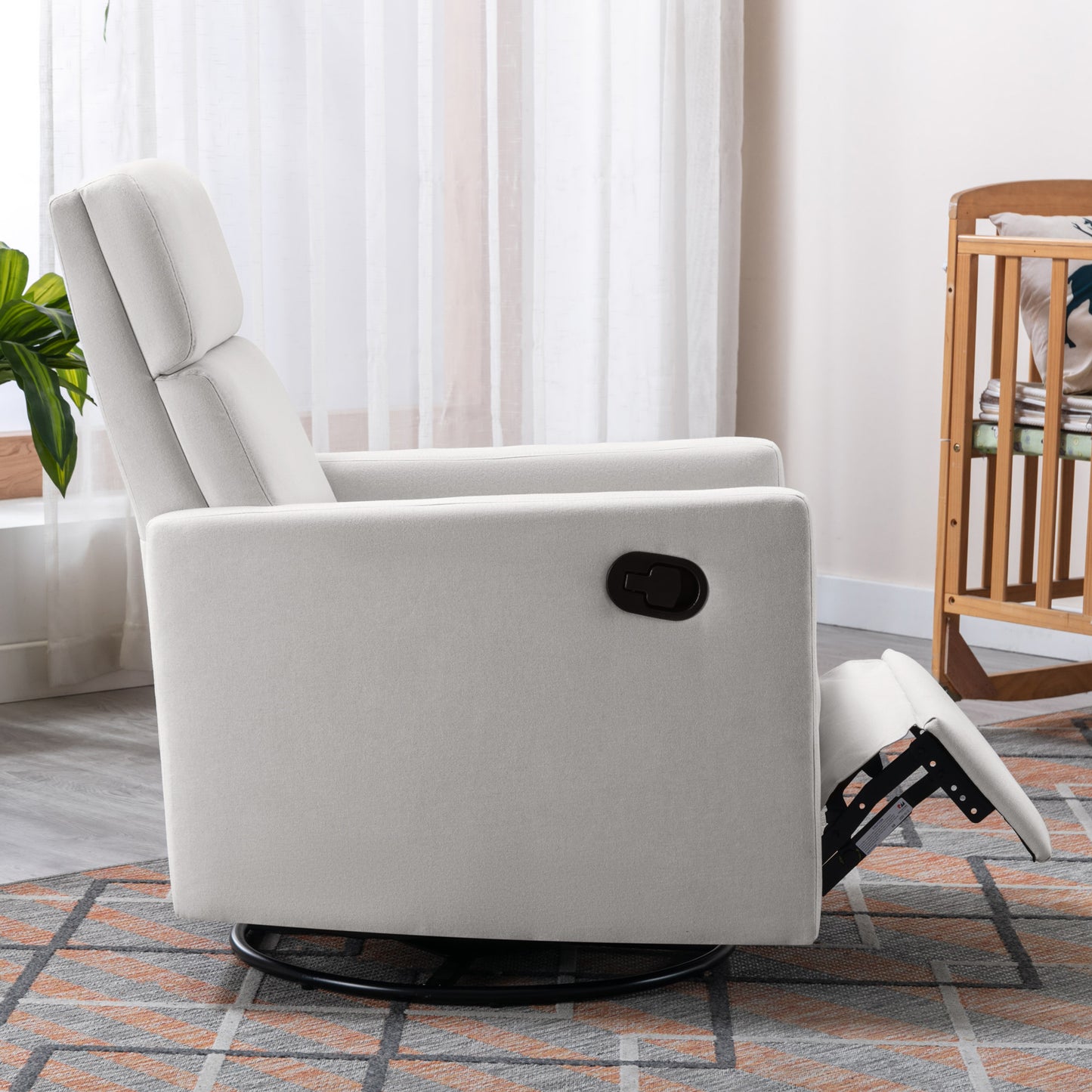 Modern Upholstered Rocker Nursery Chair Plush Seating Glider Swivel Recliner Chair Beige - LaTezza Online Shop