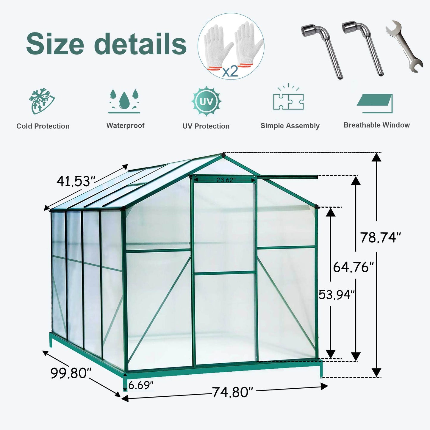 Polycarbonate Greenhouse,6X8 Ft Heavy Duty Walk-in Plant Garden Greenhouse - LaTezza Online Shop