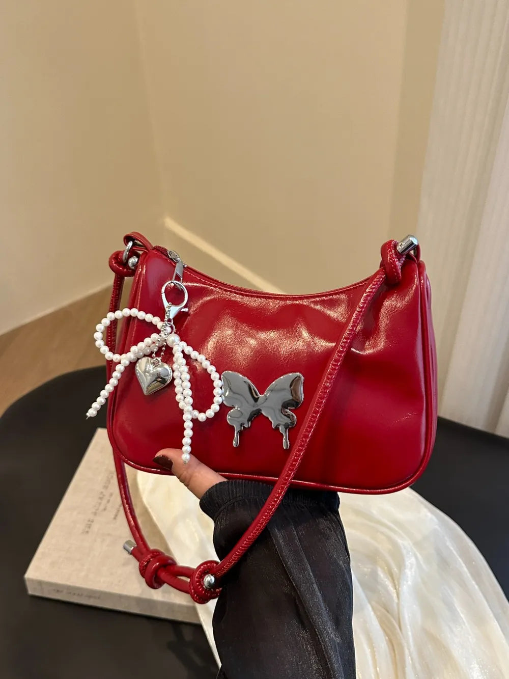 Shoulder Bag Butterfly PU Leather with Bow - LaTezza Online Shop