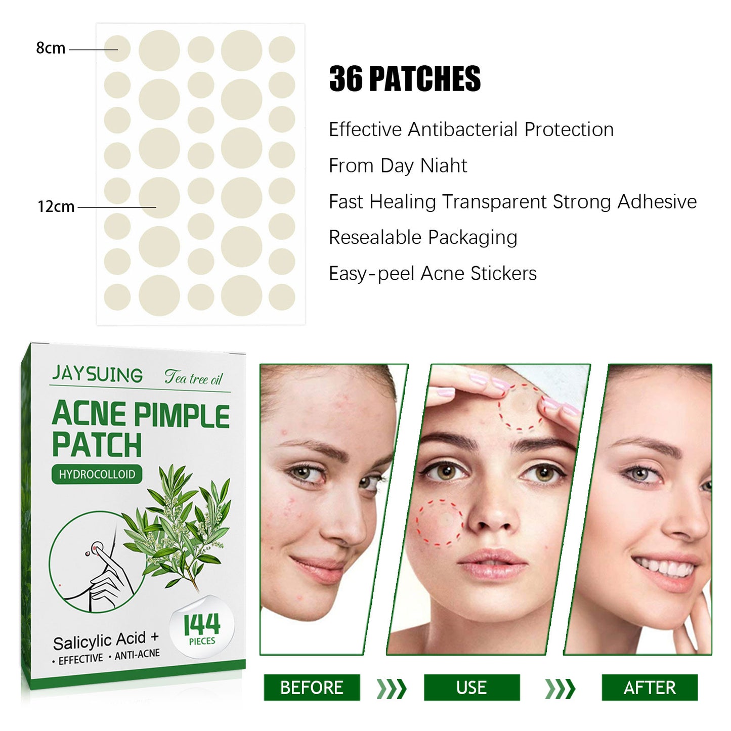 Jaysuing Waterproof Invisible Acne Patch Lighten Acne Acne Print Moisturizing Repair Clear Patch - LaTezza Online Shop