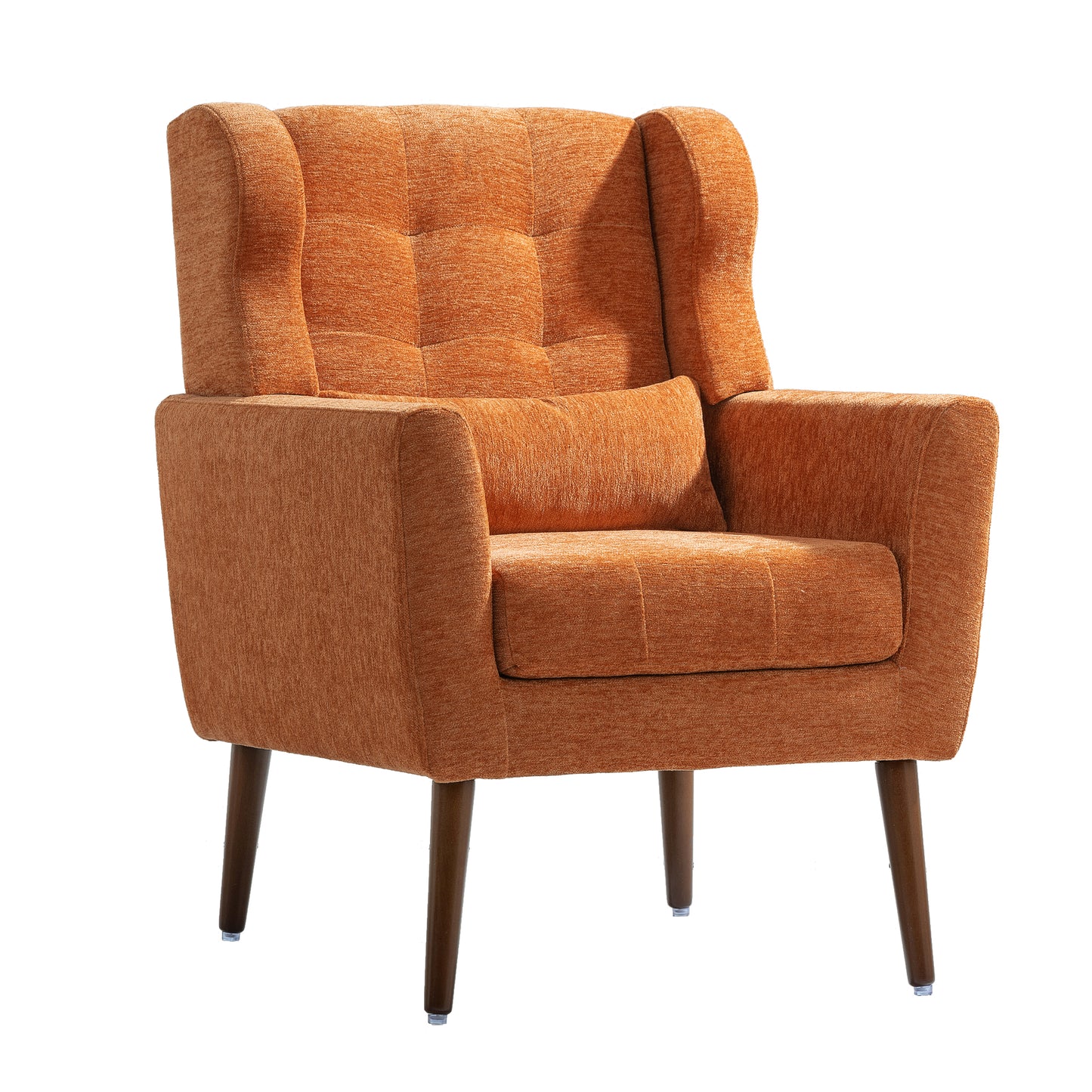 Modern Accent Chair Upholstered Foam Filled Living Room Chairs Comfy Reading Chair Mid Century Modern Chair (Orange) - LaTezza Online Shop
