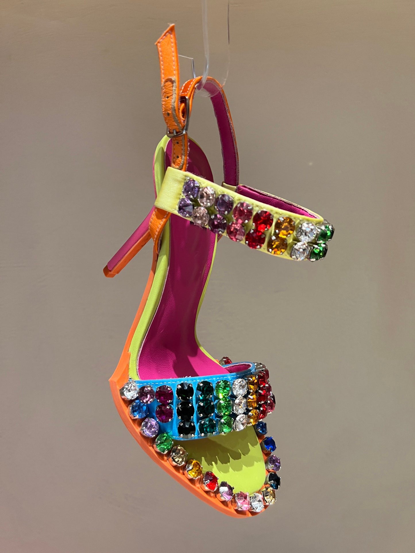 Rhinestones High Heel Sandals Summer Open Toe Ankle Strap Dress Shoes Colorful Stones Wedding Heels - LaTezza Online Shop