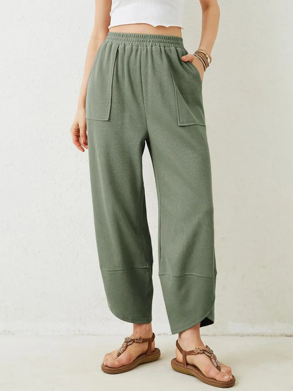 Elastic Waist Wide Leg Pants - LaTezza Online Shop