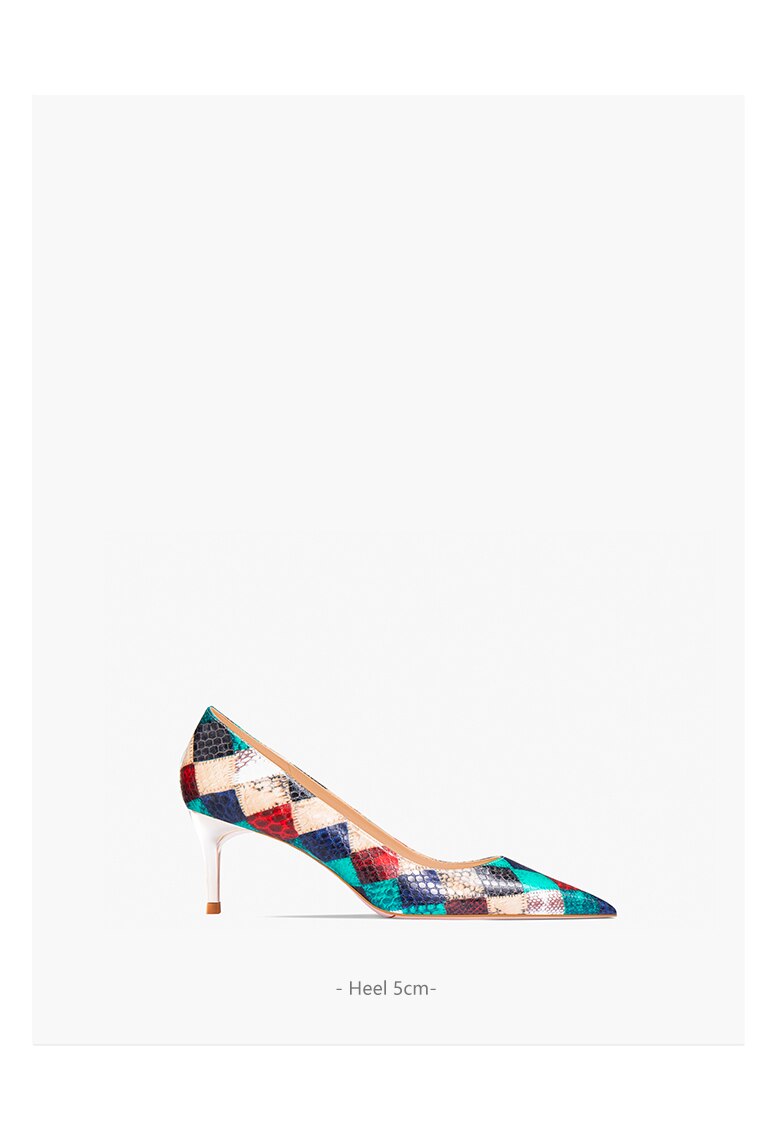 Pumps Red Plaid Snake Pattern Pointed Toe High Heel Shoes Women's Thin Heels Sexy French Large Lacquer Shoes - LaTezza Online Shop