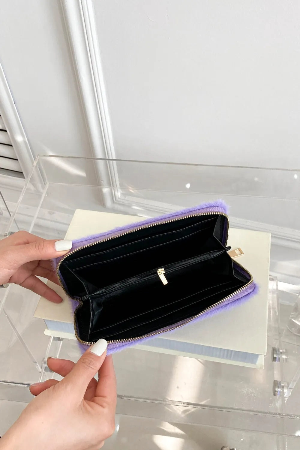 Solid Color Fluff Rectangle Wallet - LaTezza Online Shop