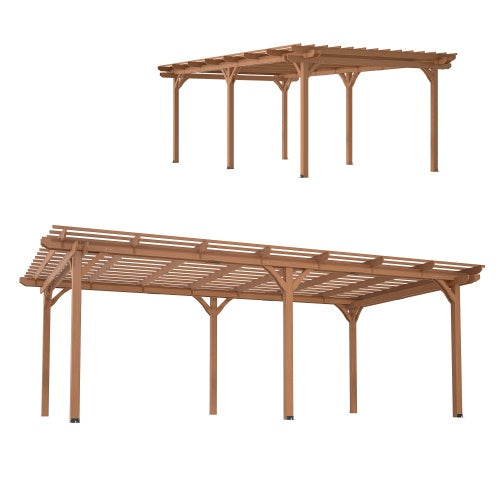 12 X 16 Outdoor Gazebo Wooden Grape Pergola For Climbing Plant Support Garden Backyard Deck Brown - LaTezza Online Shop