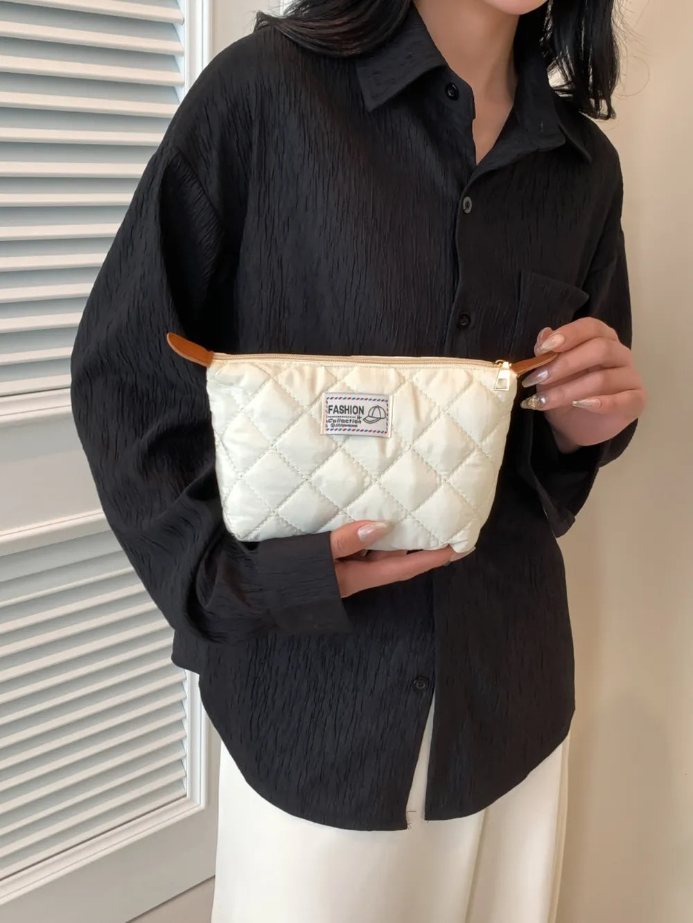 Solid Quilted Clutch with Zipper - LaTezza Online Shop
