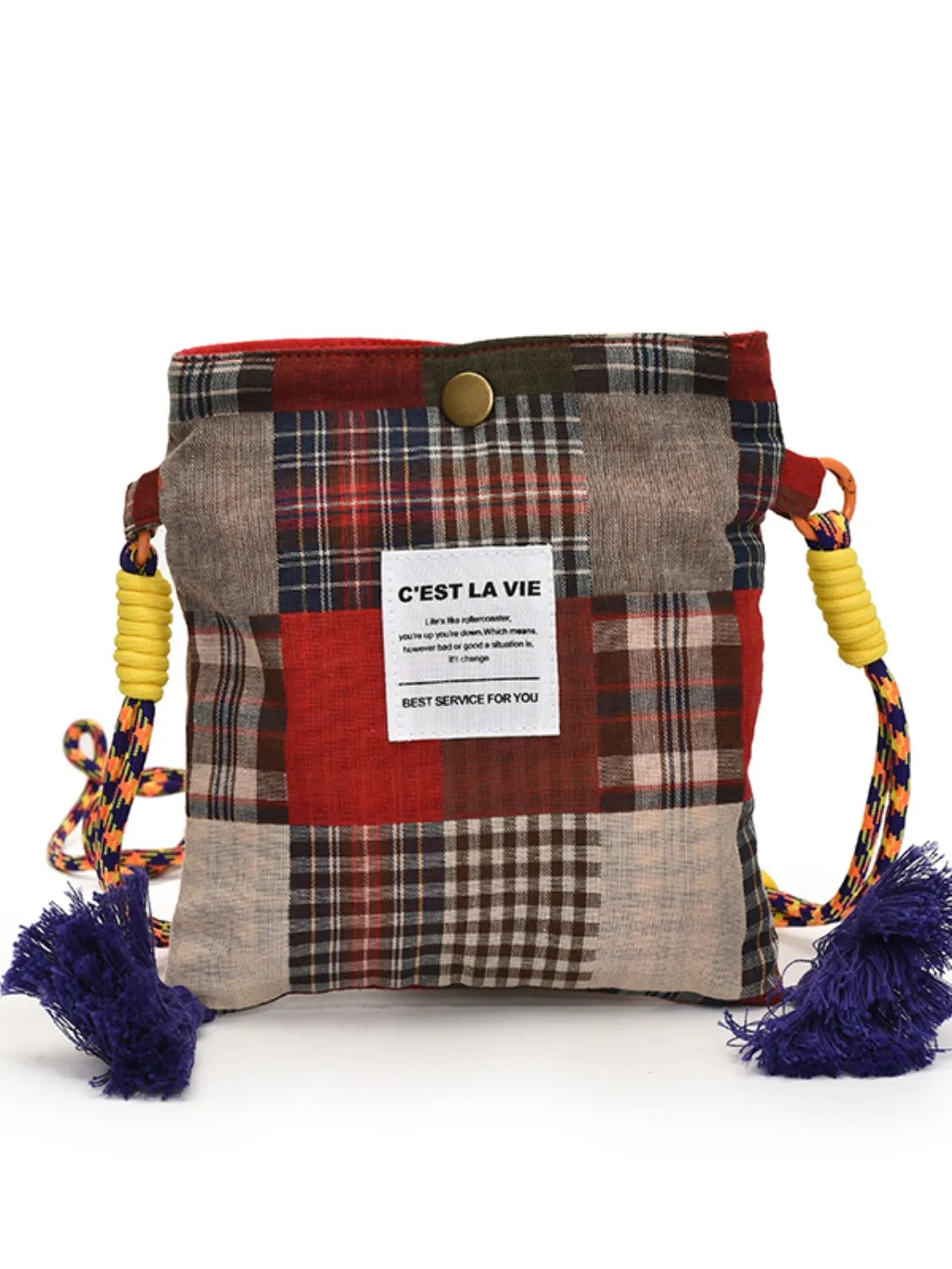 C'EST LA VIE Plaid Crossbody Bag with Tassel Detail - LaTezza Online Shop