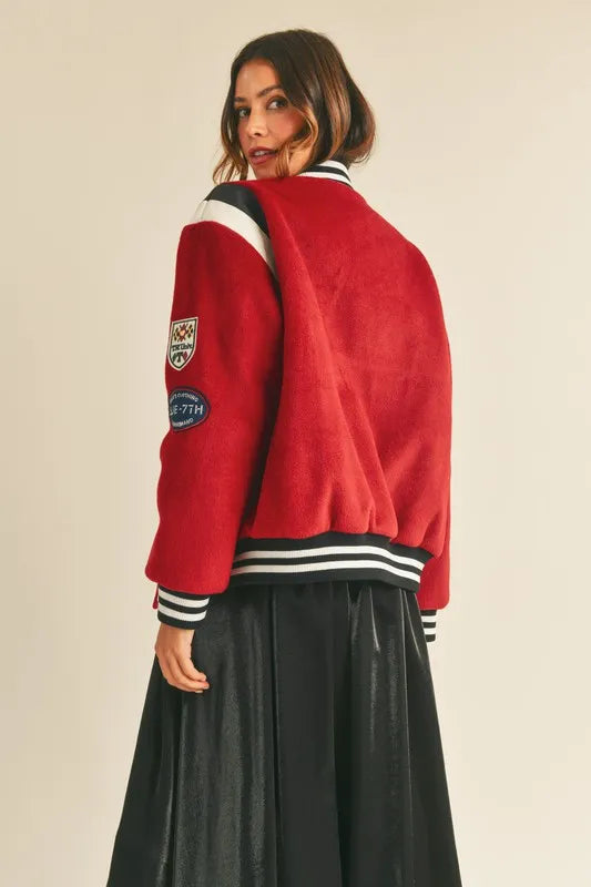 MABLE M Bomber Varsity Jacket with Patch Detail - LaTezza Online Shop