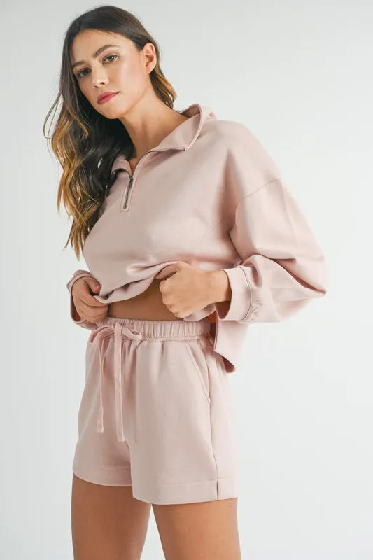MABLE Half Zip Sweatshirt and Shorts Set - LaTezza Online Shop