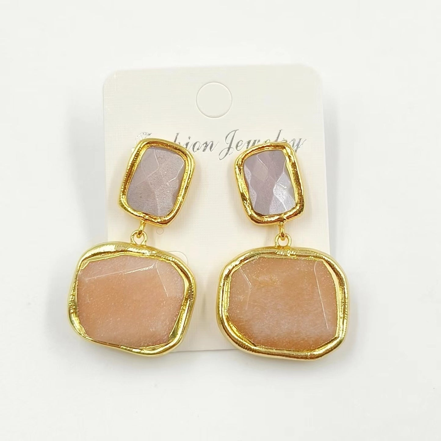 Colored twin gemstone transparent quartz mid length pendant earrings for women's commuting accessories - LaTezza Online Shop