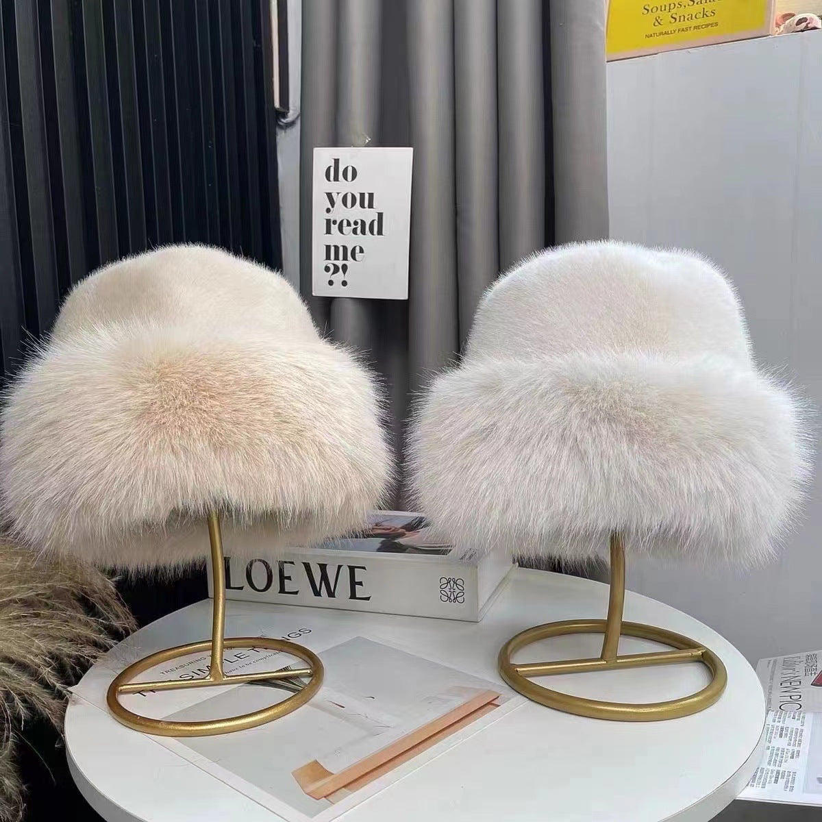 Mongolian hat with thickened insulation, faux fur fashion basin hat, faux mink fur women - LaTezza Online Shop