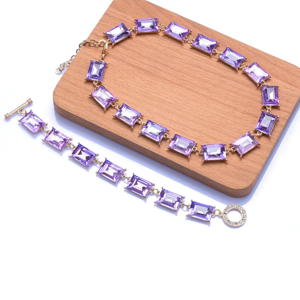Purple Yellow Blue Glass Crystal Bracelets Jewelry Luxury Statement Bracelet - LaTezza Online Shop