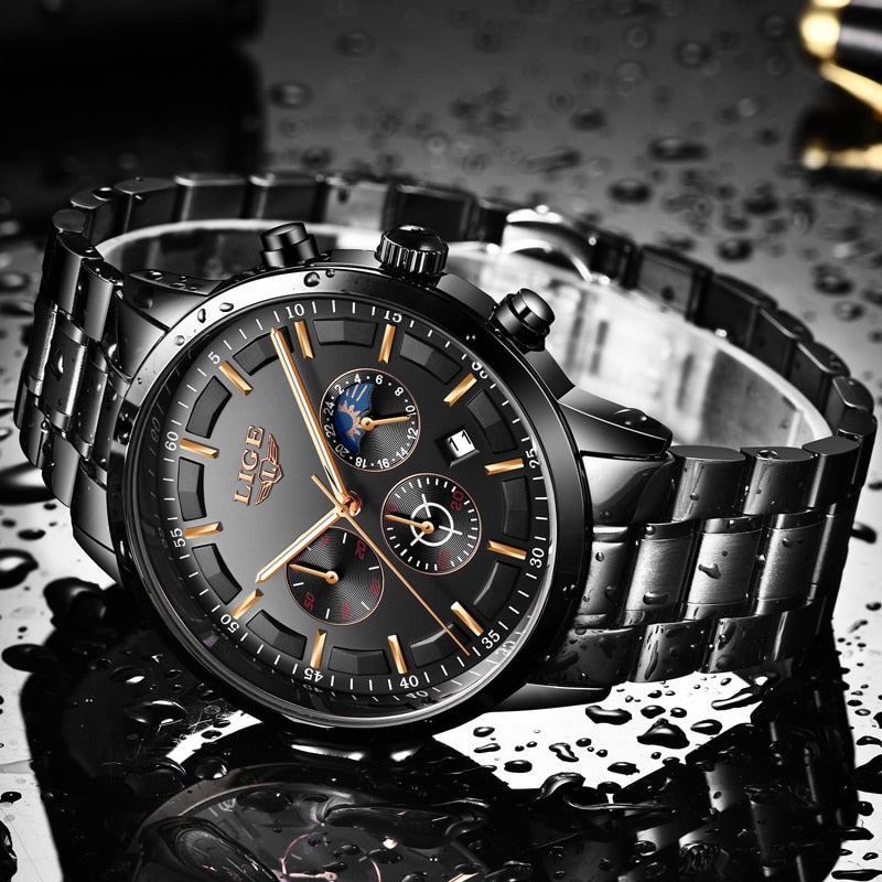 LIGE Sport Quartz Mens Top Brand Luxury Business Waterproof Watch