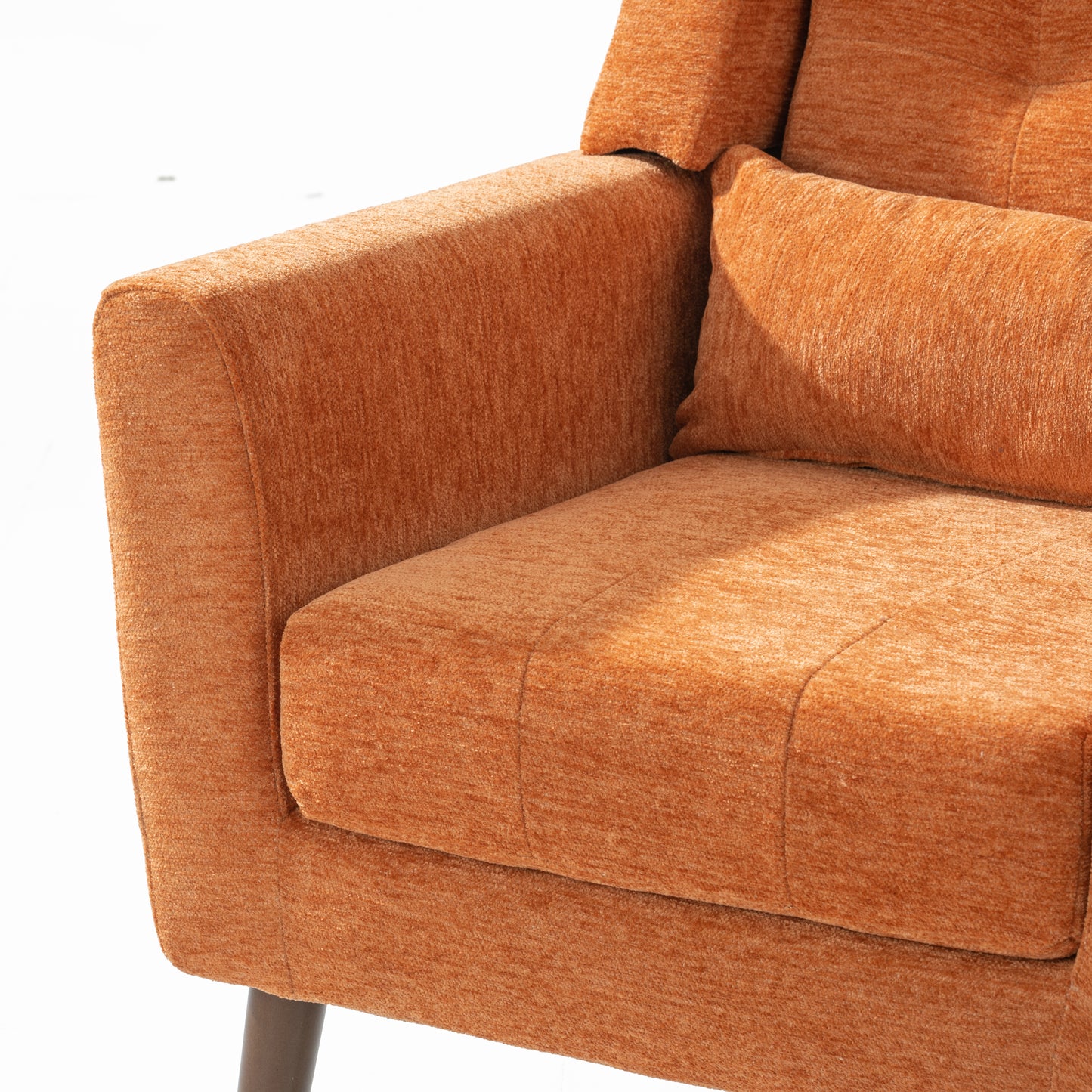 Modern Accent Chair Upholstered Foam Filled Living Room Chairs Comfy Reading Chair Mid Century Modern Chair (Orange) - LaTezza Online Shop