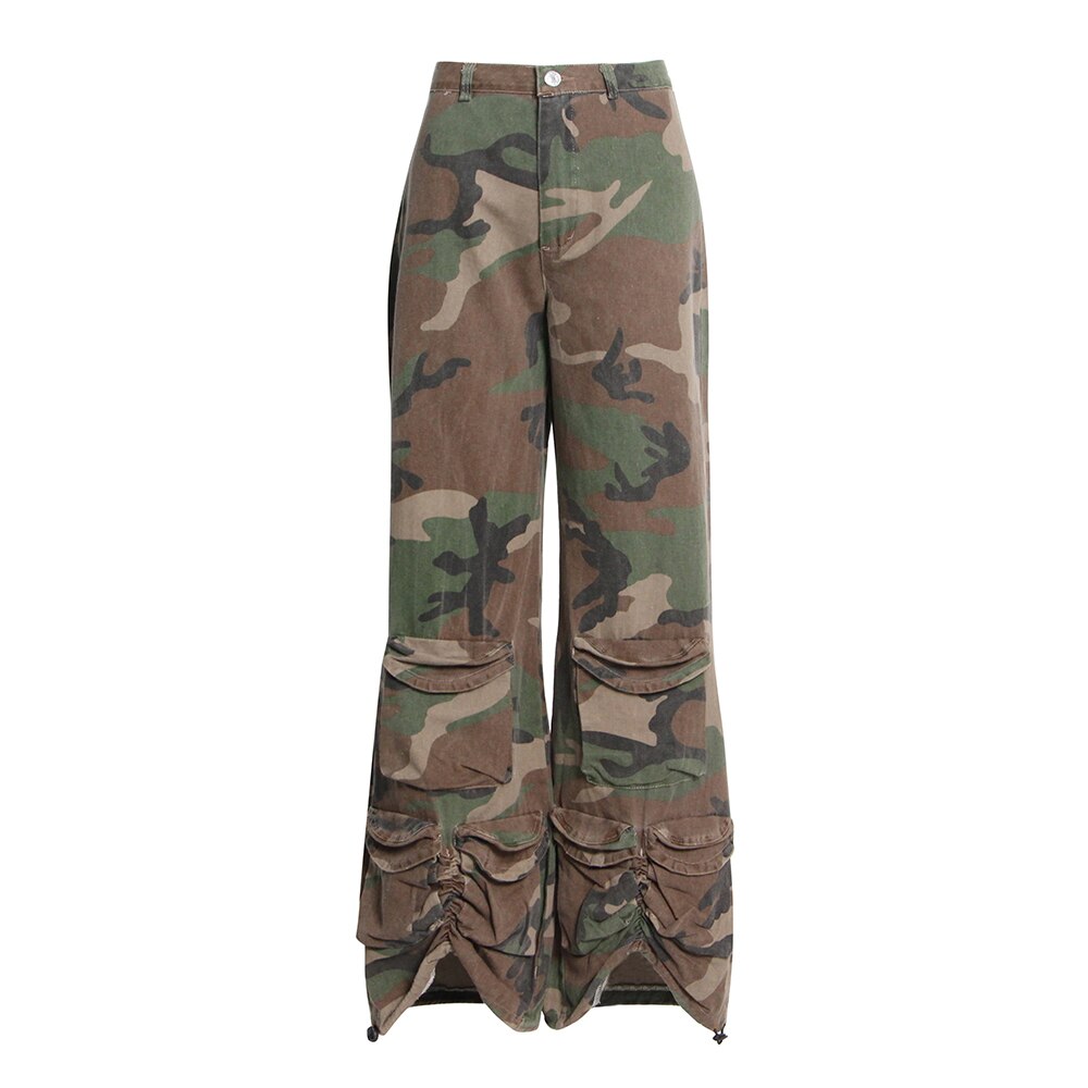 Camouflage Wide Leg Pants For Women High Waist Casual Loose Streetwear Trousers Female Autumn Clothing Fashion - LaTezza Online Shop