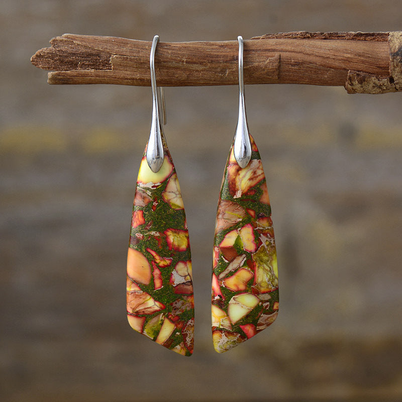 Bohemian Emperor Stone Geometric Pendant Earrings, European and American Popular Natural Stone Jewelry - LaTezza Online Shop