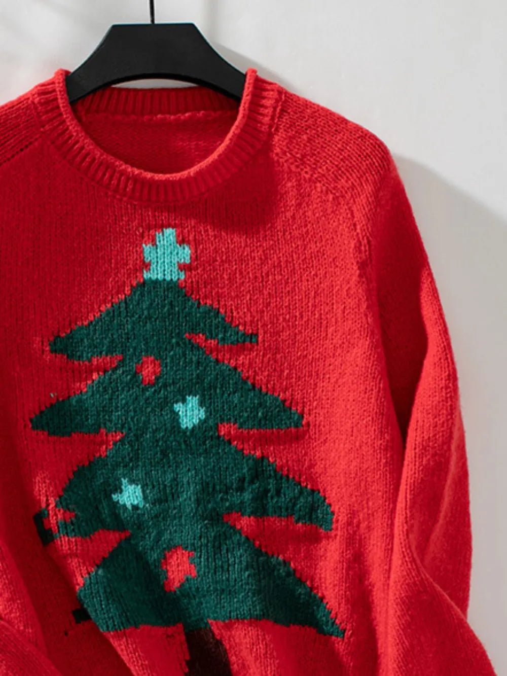 Christmas Tree Round Neck Raglan Sleeve Sweater - LaTezza Online Shop