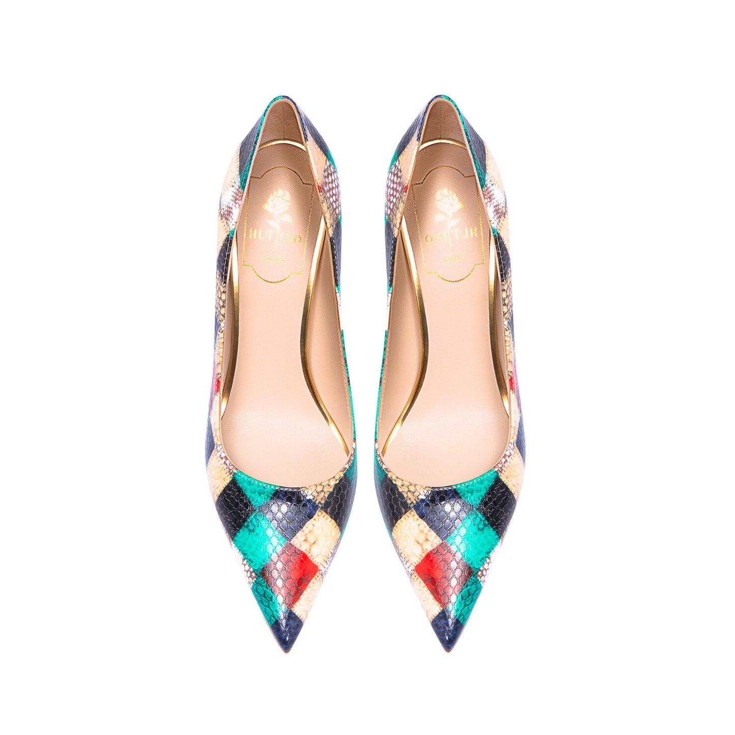 Pumps Red Plaid Snake Pattern Pointed Toe High Heel Shoes Women's Thin Heels Sexy French Large Lacquer Shoes - LaTezza Online Shop