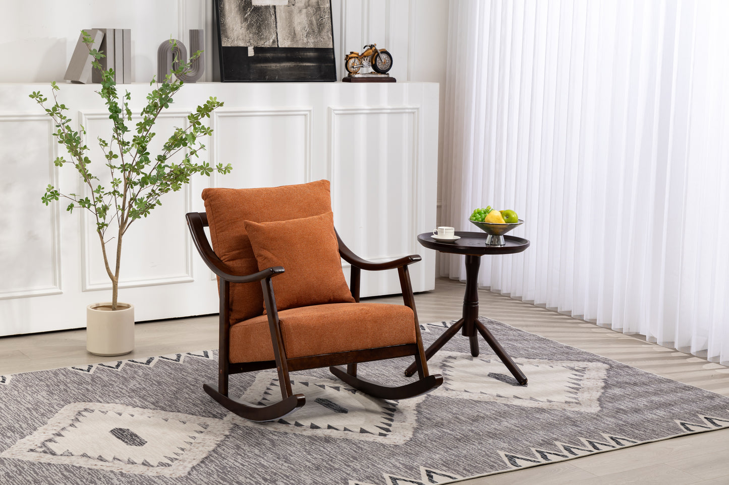 Mid Century Modern Accent Chairs Comfy Upholstered Glider Arm Chair with Solid Wood for Living Room Bedroom Balcony - LaTezza Online Shop