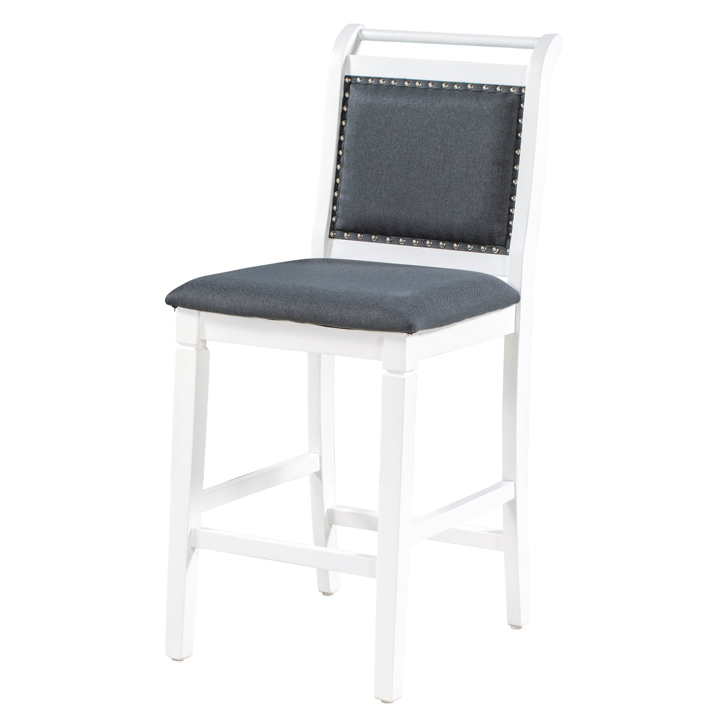 TOPMAX 3-Piece Wood Counter Height Drop Leaf Dining Table Set with 2 Upholstered Dining Chairs for Small Place White+Gray - LaTezza Online Shop