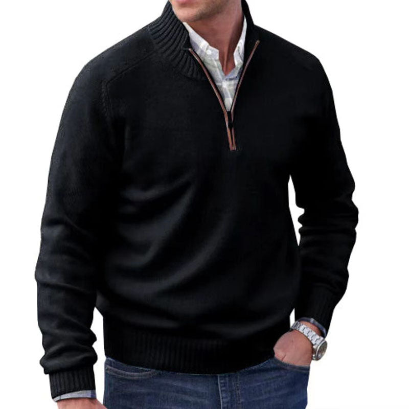 Men's Zipper Stand up Collar Sweater Wool Men's Warm Sweater - LaTezza Online Shop