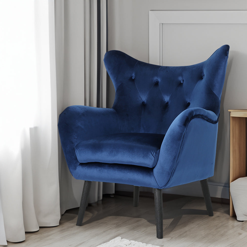 Navy Blue Armchair for Living Room, Velvet Upholstered - LaTezza Online Shop