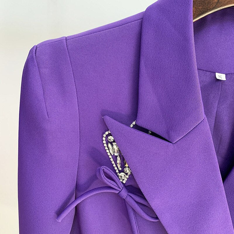 High-End Rhinestone Heart Button Bow Loose Suit Jacket Sweet Suit - LaTezza Online Shop