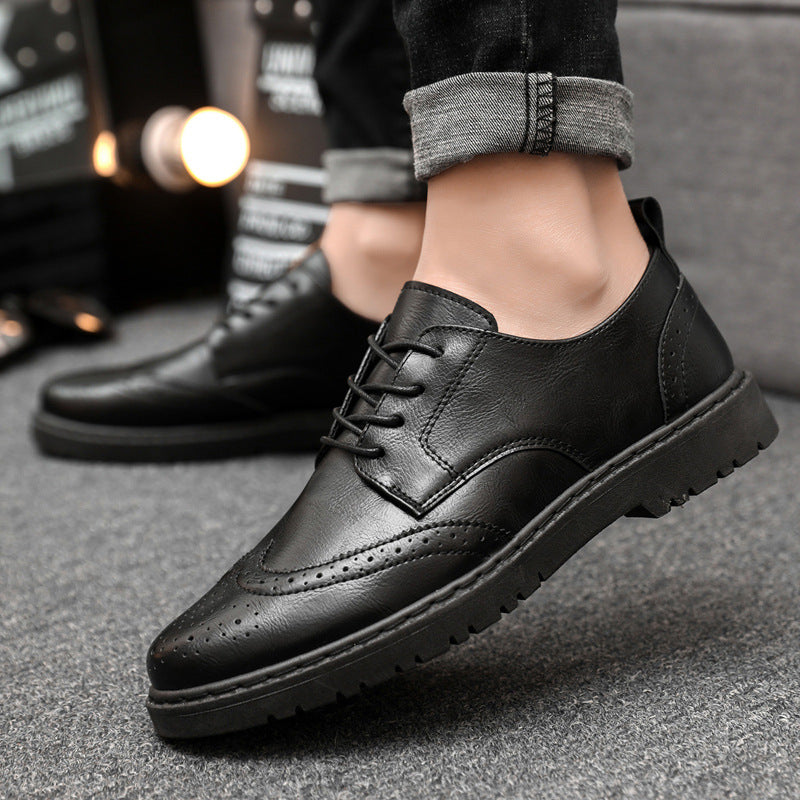 Anti slip Young Black Middle aged Dad High end Wear resistant British Style Casual Men's Formal Leather Shoes Autumn Edition - LaTezza Online Shop