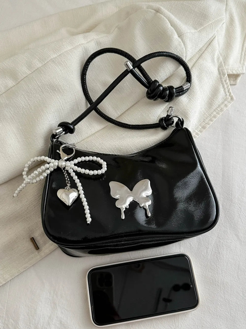 Shoulder Bag Butterfly PU Leather with Bow - LaTezza Online Shop