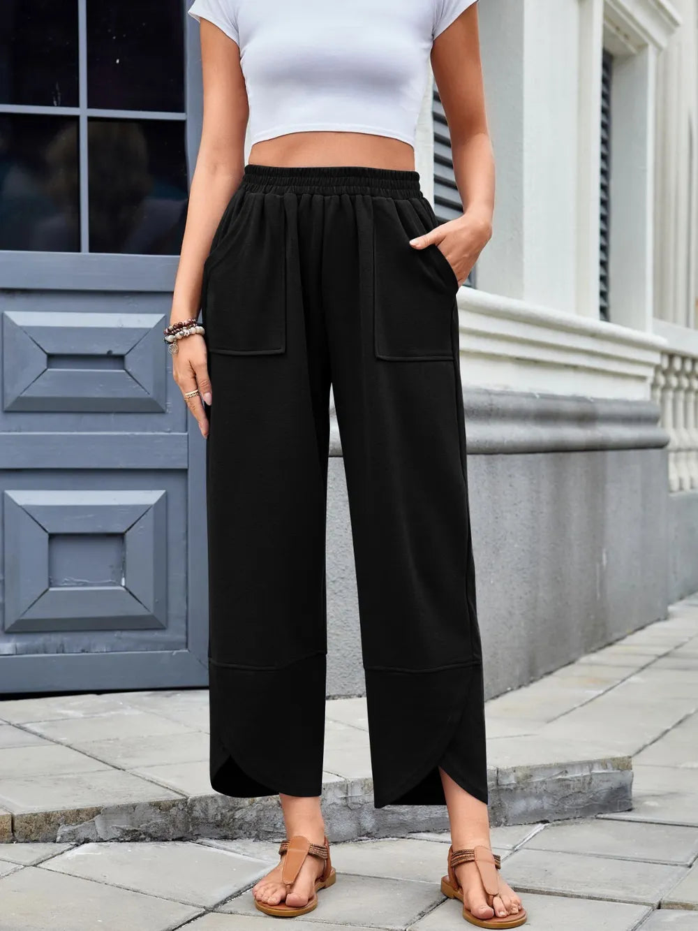 Elastic Waist Wide Leg Pants - LaTezza Online Shop