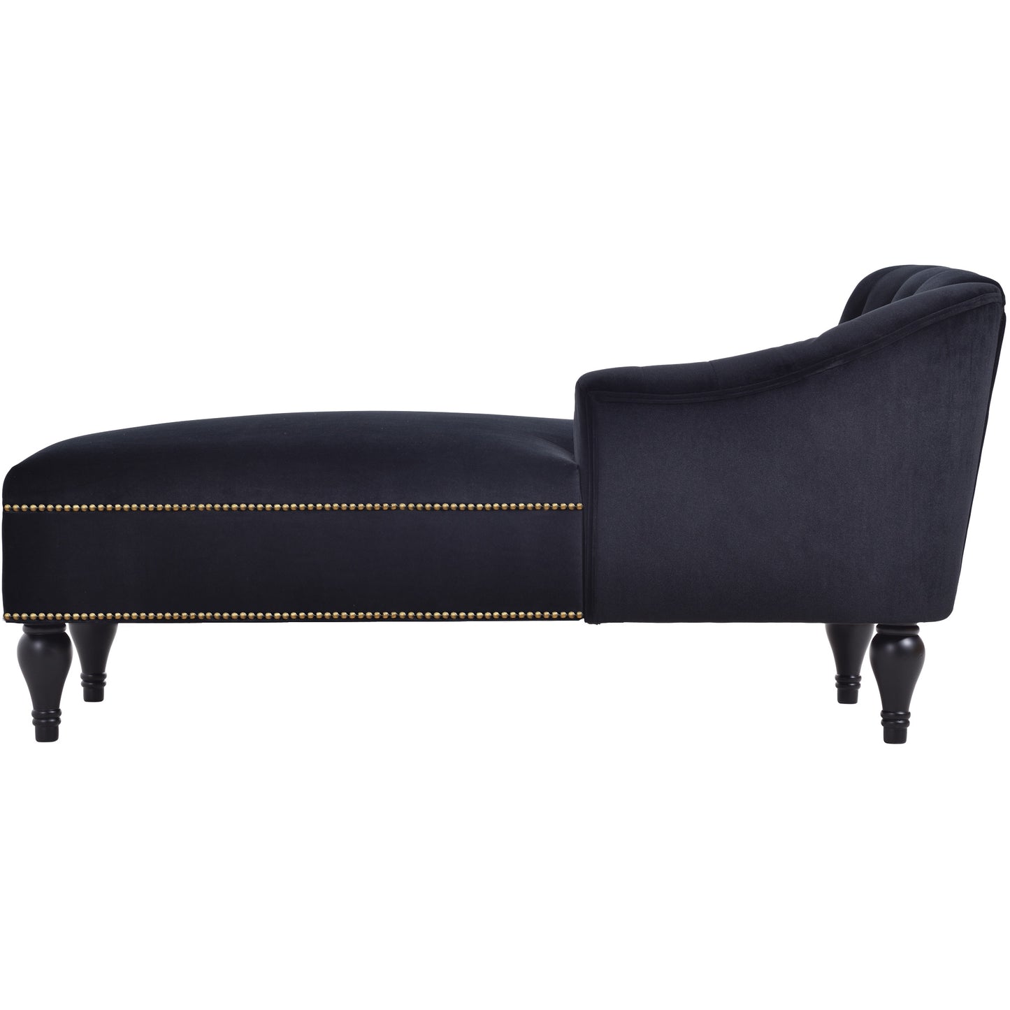 58 inch velvet lounge chair, button cluster right arm lounge chair with nail head decoration and solid wood legs - LaTezza Online Shop