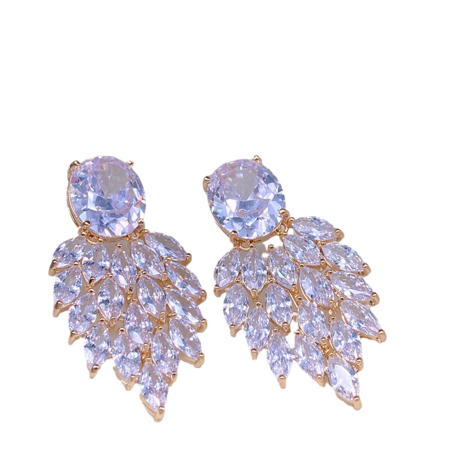 Bi-color Chunky Glass Crystal Fashion Earrings Wedding Bridal Jewelry - LaTezza Online Shop
