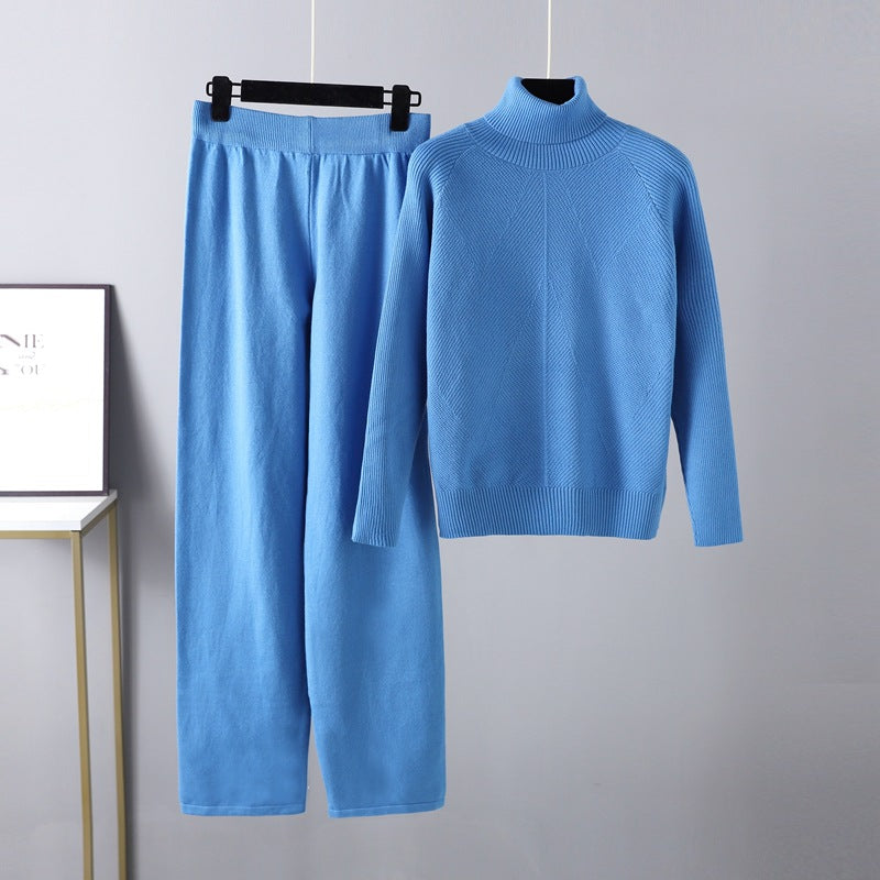Turtleneck Raglan Sleeve Top and Pants Sweater Set - LaTezza Online Shop